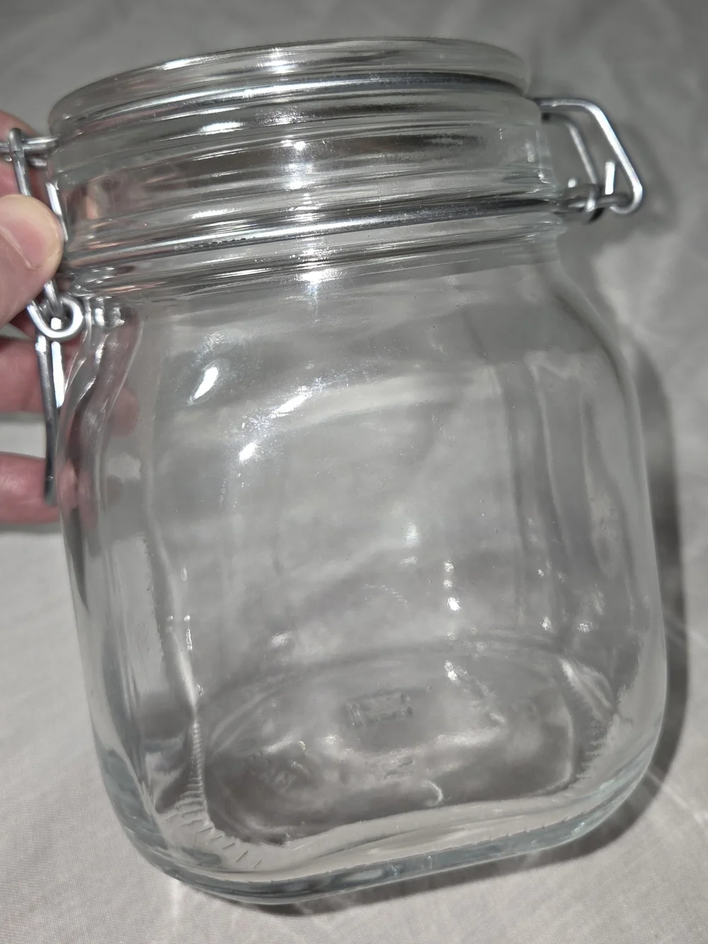 Vintage BORMIOLI ROCCO FIDO-Style Clear Glass Airtight Storage Jar Made In Italy